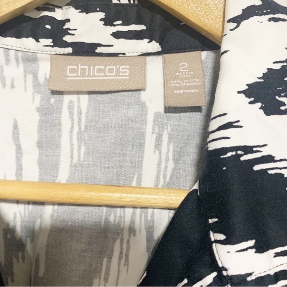 CHICO'S white and black hidden hook eye closure blazer size Large/12 - Picture 7 of 8